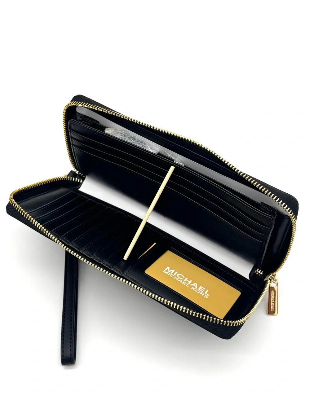 Michael Kors Large Continental Wallet Wristlet Black/Camel